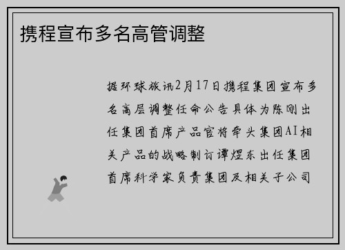 携程宣布多名高管调整