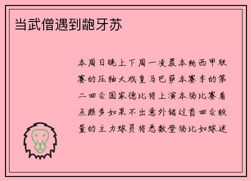 当武僧遇到龅牙苏